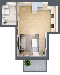 1 pokój, mieszkanie 28,84 m², piętro 3, oferta nr PPO/P/B/3/1, Port Popowice IVa, Wrocław, Pilczyce-Kozanów-Popowice Północne, Popowice, ul. Białowieska