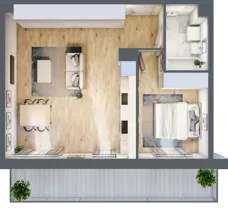 2 pokoje, mieszkanie 49,25 m², piętro 1, oferta nr PPO/P/A/1/12, Port Popowice IVa, Wrocław, Pilczyce-Kozanów-Popowice Północne, Popowice, ul. Białowieska