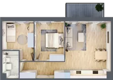 3 pokoje, mieszkanie 61,03 m², piętro 2, oferta nr PPO/P/A/2/5, Port Popowice IVa, Wrocław, Pilczyce-Kozanów-Popowice Północne, Popowice, ul. Białowieska