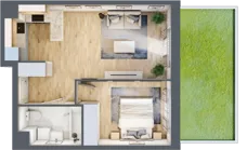 2 pokoje, mieszkanie 42,43 m², parter, oferta nr MLAAB/C/0/3, Metro Life Apartamenty, Warszawa, Bemowo, Chrzanów, ul. Rayskiego
