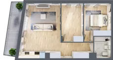 3 pokoje, mieszkanie 58,27 m², piętro 1, oferta nr RM/1B/I/1/7, Rytm Mokotowa 1B, Warszawa, Mokotów, Augustówka, ul. Antoniewska / Piramowicza