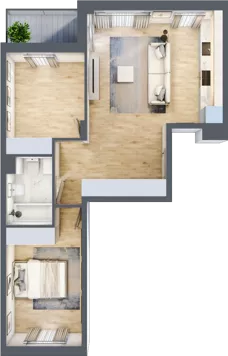 3 pokoje, mieszkanie 64,50 m², piętro 1, oferta nr RM/1B/H/1/4, Rytm Mokotowa 1B, Warszawa, Mokotów, Augustówka, ul. Antoniewska / Piramowicza