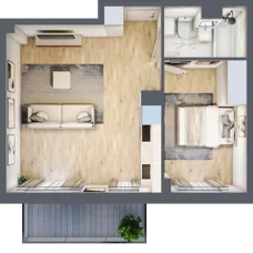 2 pokoje, mieszkanie 46,35 m², piętro 1, oferta nr RM/1B/H/1/3, Rytm Mokotowa 1B, Warszawa, Mokotów, Augustówka, ul. Antoniewska / Piramowicza