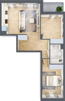 3 pokoje, mieszkanie 61,69 m², piętro 1, oferta nr RM/1B/I/1/1, Rytm Mokotowa 1B, Warszawa, Mokotów, Augustówka, ul. Antoniewska / Piramowicza