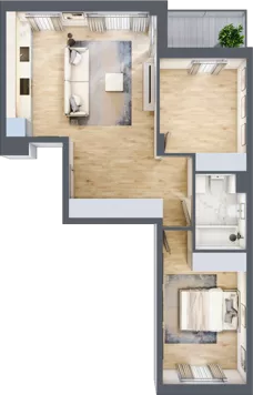 3 pokoje, mieszkanie 64,50 m², piętro 1, oferta nr RM/1B/H/1/1, Rytm Mokotowa 1B, Warszawa, Mokotów, Augustówka, ul. Antoniewska / Piramowicza