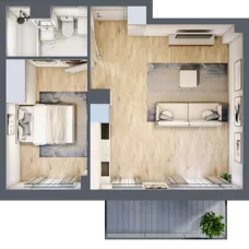 2 pokoje, mieszkanie 46,35 m², piętro 1, oferta nr RM/1B/H/1/2, Rytm Mokotowa 1B, Warszawa, Mokotów, Augustówka, ul. Antoniewska / Piramowicza