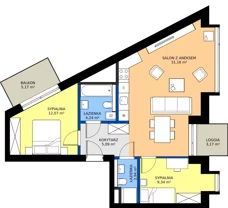 3 pokoje, mieszkanie 64,84 m², piętro 3, oferta nr B/3/12, Poznańska / Wąska, Poznań, Jeżyce, ul. Poznańska