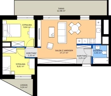 3 pokoje, mieszkanie 53,65 m², piętro 1, oferta nr A/1/08, Poznańska / Wąska, Poznań, Jeżyce, ul. Poznańska