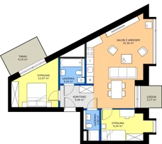 3 pokoje, mieszkanie 64,84 m², piętro 1, oferta nr B/1/03, Poznańska / Wąska, Poznań, Jeżyce, ul. Poznańska