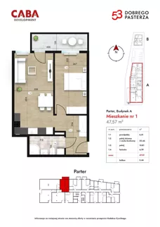 2 pokoje, mieszkanie 47,57 m², parter, oferta nr 1, Dobrego Pasterza 53, Kraków, Prądnik Czerwony, Dobrego Pasterza 53