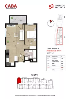 2 pokoje, mieszkanie 38,99 m², piętro 1, oferta nr 14, Dobrego Pasterza 53, Kraków, Prądnik Czerwony, Dobrego Pasterza 53