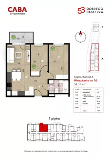 3 pokoje, mieszkanie 54,17 m², piętro 1, oferta nr 16, Dobrego Pasterza 53, Kraków, Prądnik Czerwony, Dobrego Pasterza 53