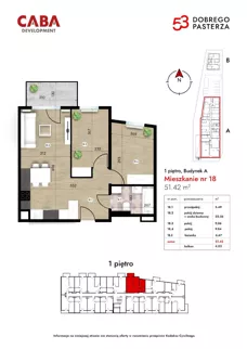 3 pokoje, mieszkanie 51,42 m², piętro 1, oferta nr 18, Dobrego Pasterza 53, Kraków, Prądnik Czerwony, Dobrego Pasterza 53