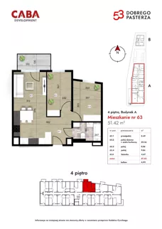 2 pokoje, mieszkanie 51,42 m², piętro 4, oferta nr 63, Dobrego Pasterza 53, Kraków, Prądnik Czerwony, Dobrego Pasterza 53