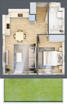 2 pokoje, mieszkanie 42,43 m², parter, oferta nr A.0.10, Linea, Gdańsk, Jasień, Morena, ul. Kiedrowskiego