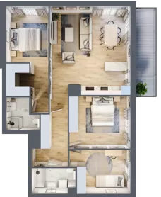 4 pokoje, mieszkanie 90,71 m², piętro 4, oferta nr A.4.3, Linea, Gdańsk, Jasień, Morena, ul. Kiedrowskiego