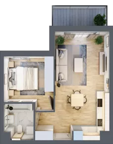 2 pokoje, mieszkanie 40,92 m², piętro 4, oferta nr A.4.5, Linea, Gdańsk, Jasień, Morena, ul. Kiedrowskiego