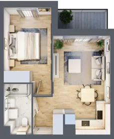 2 pokoje, mieszkanie 39,75 m², piętro 1, oferta nr D.1.5, Nowa Dąbrowa, Gdynia, Dąbrowa, ul. Rdestowa