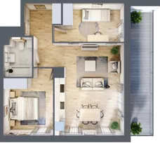 3 pokoje, mieszkanie 61,10 m², piętro 1, oferta nr D.1.11, Nowa Dąbrowa, Gdynia, Dąbrowa, ul. Rdestowa