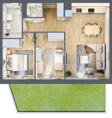 3 pokoje, mieszkanie 61,39 m², parter, oferta nr D.0.2, Nowa Dąbrowa, Gdynia, Dąbrowa, ul. Rdestowa