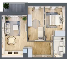 3 pokoje, mieszkanie 55,13 m², piętro 1, oferta nr D.1.6, Nowa Dąbrowa, Gdynia, Dąbrowa, ul. Rdestowa