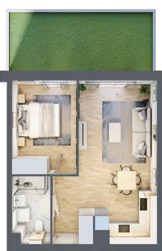 2 pokoje, mieszkanie 42,15 m², parter, oferta nr D.0.5, Nowa Dąbrowa, Gdynia, Dąbrowa, ul. Rdestowa