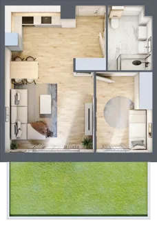 2 pokoje, mieszkanie 44,33 m², parter, oferta nr D.0.1, Nowa Dąbrowa, Gdynia, Dąbrowa, ul. Rdestowa