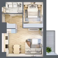 2 pokoje, mieszkanie 39,83 m², piętro 2, oferta nr E.2.1, Nowa Dąbrowa, Gdynia, Dąbrowa, ul. Rdestowa