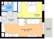 2 pokoje, mieszkanie 43,04 m², piętro 7, oferta nr D4-D5/M142, Ursus Vita, Warszawa, Ursus, Szamoty, ul. Herbu Oksza