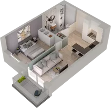 2 pokoje, mieszkanie 36,96 m², piętro 1, oferta nr B1.19, Osiedle Chabrowe, Starogard Gdański, ul. Gen. Stanisław Sosabowskiego