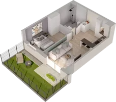 2 pokoje, mieszkanie 41,67 m², parter, oferta nr B2.02, Osiedle Chabrowe, Starogard Gdański, ul. Gen. Stanisław Sosabowskiego