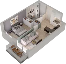 2 pokoje, mieszkanie 36,96 m², piętro 1, oferta nr B2.21, Osiedle Chabrowe, Starogard Gdański, ul. Gen. Stanisław Sosabowskiego
