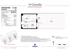 2 pokoje, mieszkanie 36,57 m², piętro 1, oferta nr E2.15, Osiedle Kociewskie III, Rokitki, ul. Tczewska