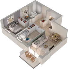 3 pokoje, mieszkanie 55,98 m², piętro 1, oferta nr B1.14, Osiedle Chabrowe, Starogard Gdański, ul. Gen. Stanisław Sosabowskiego