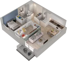3 pokoje, mieszkanie 59,67 m², piętro 3, oferta nr B1.43, Osiedle Chabrowe, Starogard Gdański, ul. Gen. Stanisław Sosabowskiego