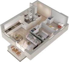 3 pokoje, mieszkanie 55,96 m², piętro 4, oferta nr B2.63, Osiedle Chabrowe, Starogard Gdański, ul. Gen. Stanisław Sosabowskiego
