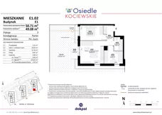 3 pokoje, mieszkanie 49,08 m², parter, oferta nr E1.02, Osiedle Kociewskie III, Rokitki, ul. Tczewska