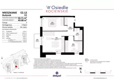 3 pokoje, mieszkanie 49,08 m², piętro 1, oferta nr E2.12, Osiedle Kociewskie III, Rokitki, ul. Tczewska