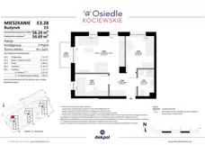 3 pokoje, mieszkanie 54,69 m², piętro 2, oferta nr E3.28, Osiedle Kociewskie III, Rokitki, ul. Tczewska