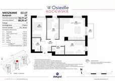 4 pokoje, mieszkanie 68,29 m², piętro 1, oferta nr E2.17, Osiedle Kociewskie III, Rokitki, ul. Tczewska