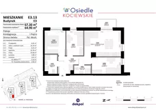 4 pokoje, mieszkanie 64,90 m², piętro 1, oferta nr E3.13, Osiedle Kociewskie III, Rokitki, ul. Tczewska