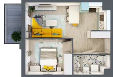 2 pokoje, mieszkanie 34,92 m², piętro 2, oferta nr 21.40, Osiedle Pastelowe, Gdańsk, Orunia Górna-Gdańsk Południe, Gdańsk-Południe, ul. Pastelowa