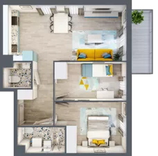3 pokoje, mieszkanie 59,05 m², piętro 2, oferta nr 21.43, Osiedle Pastelowe, Gdańsk, Orunia Górna-Gdańsk Południe, Gdańsk-Południe, ul. Pastelowa