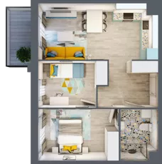 3 pokoje, mieszkanie 50,91 m², piętro 3, oferta nr 22.46, Osiedle Pastelowe, Gdańsk, Orunia Górna-Gdańsk Południe, Gdańsk-Południe, ul. Pastelowa