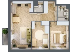3 pokoje, mieszkanie 60,43 m², piętro 4, oferta nr B1.62, Osiedle Chabrowe, Starogard Gdański, ul. Gen. Stanisław Sosabowskiego