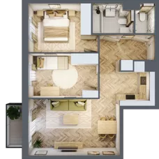 3 pokoje, mieszkanie 55,98 m², piętro 2, oferta nr B2.27, Osiedle Chabrowe, Starogard Gdański, ul. Gen. Stanisław Sosabowskiego