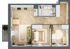 3 pokoje, mieszkanie 55,96 m², piętro 1, oferta nr B2.24, Osiedle Chabrowe, Starogard Gdański, ul. Gen. Stanisław Sosabowskiego