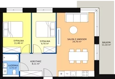 3 pokoje, apartament 57,73 m², piętro 1, oferta nr A.1.01(A8), Sand Dunes, Dziwnów, ul. Adama Mickiewicza 47