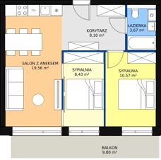 3 pokoje, apartament 50,33 m², piętro 1, oferta nr A.1.06(A13), Sand Dunes, Dziwnów, ul. Adama Mickiewicza 47