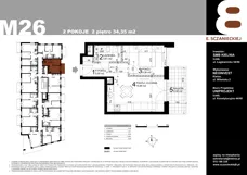 2 pokoje, mieszkanie 34,35 m², piętro 2, oferta nr 26, Sczanieckiej 8 , Łódź, Górna, ul. Sczanieckiej 8